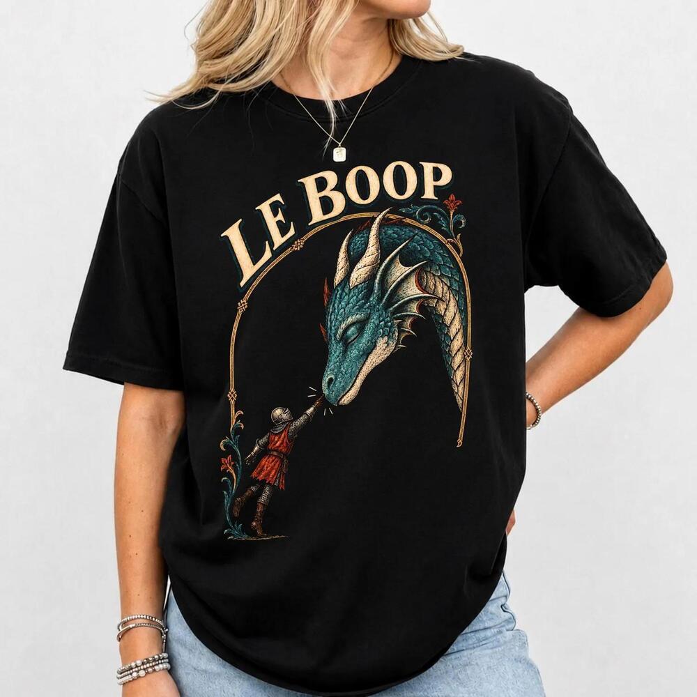 Le Boop Dragon Funny Medieval Knight Fantasy Meme Renaissance Book T Shirt